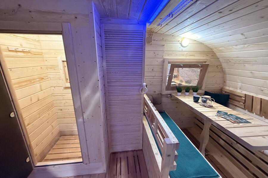 Баня овальная 3*6 метра с панорамным куполом и душевой , фото 11