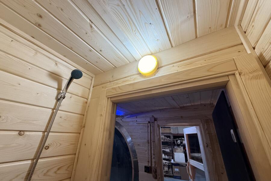 Баня овальная 3*6 метра с панорамным куполом и душевой , фото 14