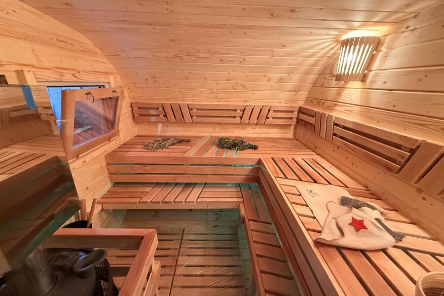 Баня овальная 3*6 метра с панорамным куполом и душевой , фото 17