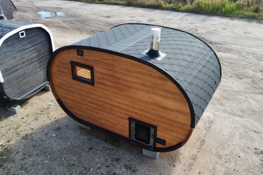 Баня овальная с панорамным куполом 2,4*4 м, две комнаты, фото 3