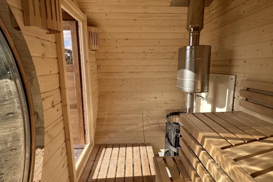 Баня овальная с панорамным куполом 2,4*4 м, две комнаты, фото 5