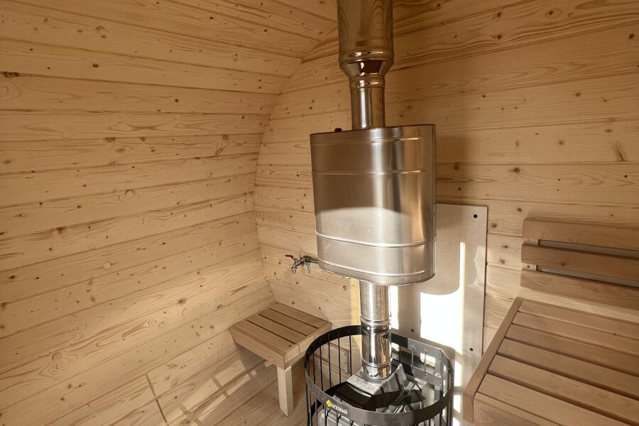 Баня овальная с панорамным куполом 2,4*4 м, две комнаты, фото 7