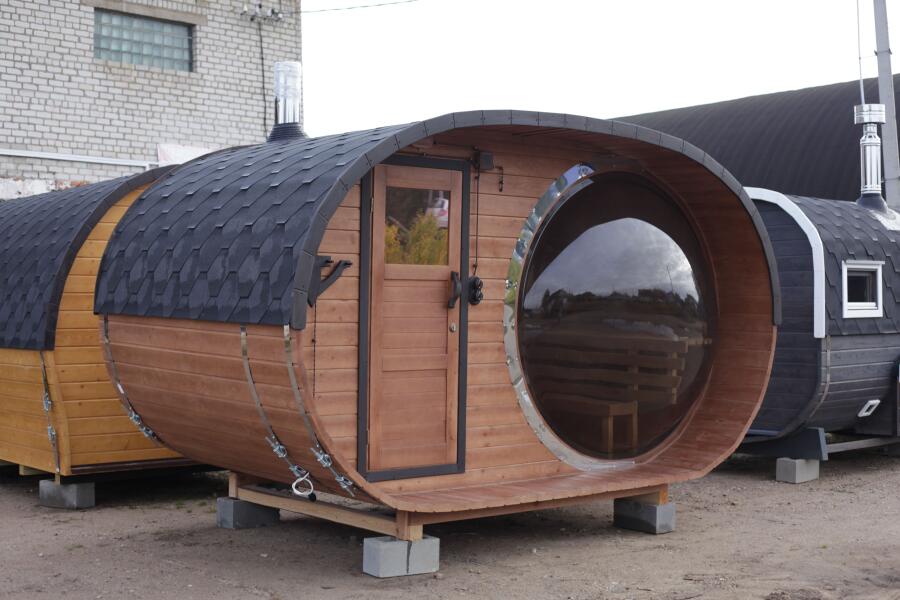 Баня овальная с панорамным куполом 2,4*4 м, две комнаты, фото 10