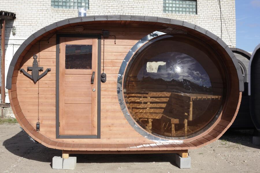 Баня овальная с панорамным куполом 2,4*4 м, две комнаты, фото 11