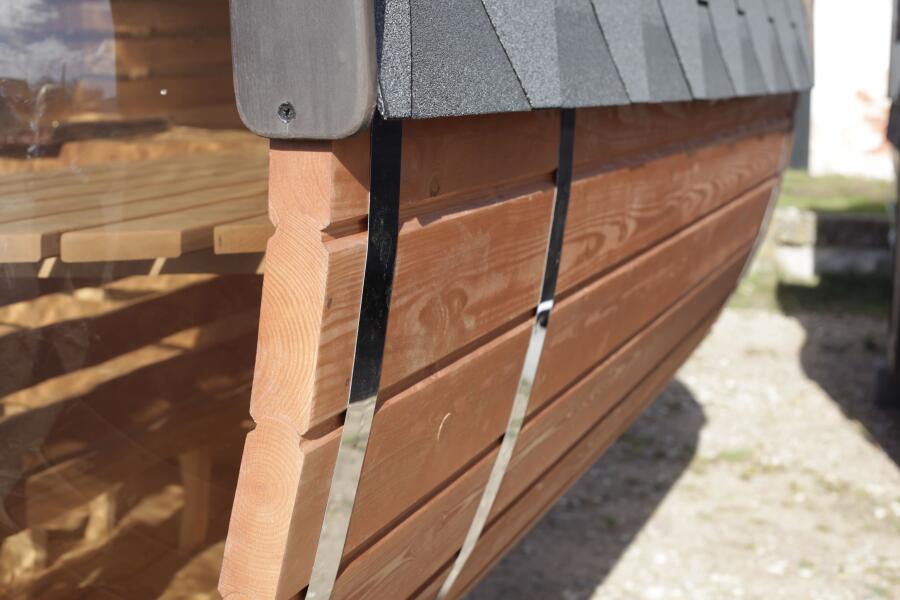 Баня овальная с панорамным куполом 2,4*4 м, две комнаты, фото 13