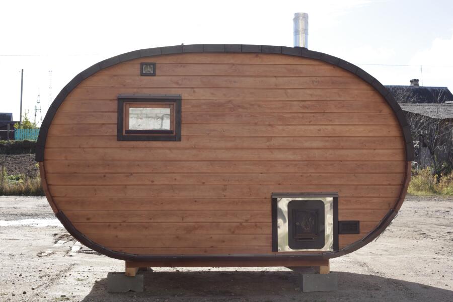 Баня овальная с панорамным куполом 2,4*4 м, две комнаты, фото 21