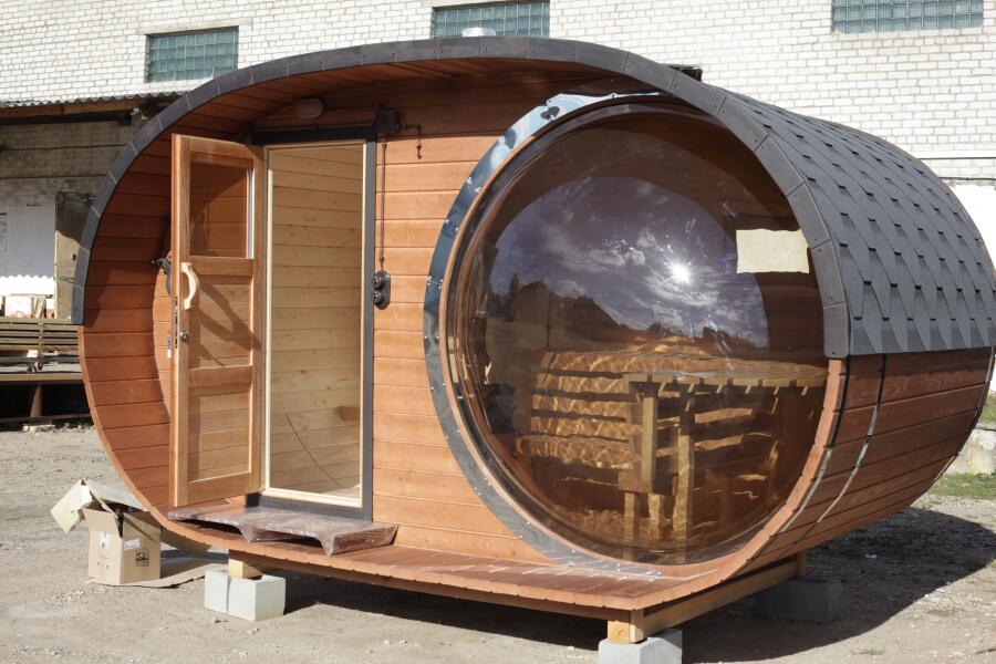 Баня овальная с панорамным куполом 2,4*4 м, две комнаты, фото 23
