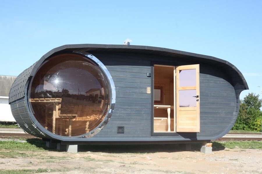 Баня овальная с панорамным куполом 3*6 м, две комнаты, фото 4