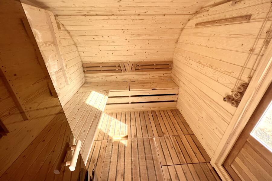 Баня овальная с панорамным куполом 3*6 м, две комнаты, фото 10