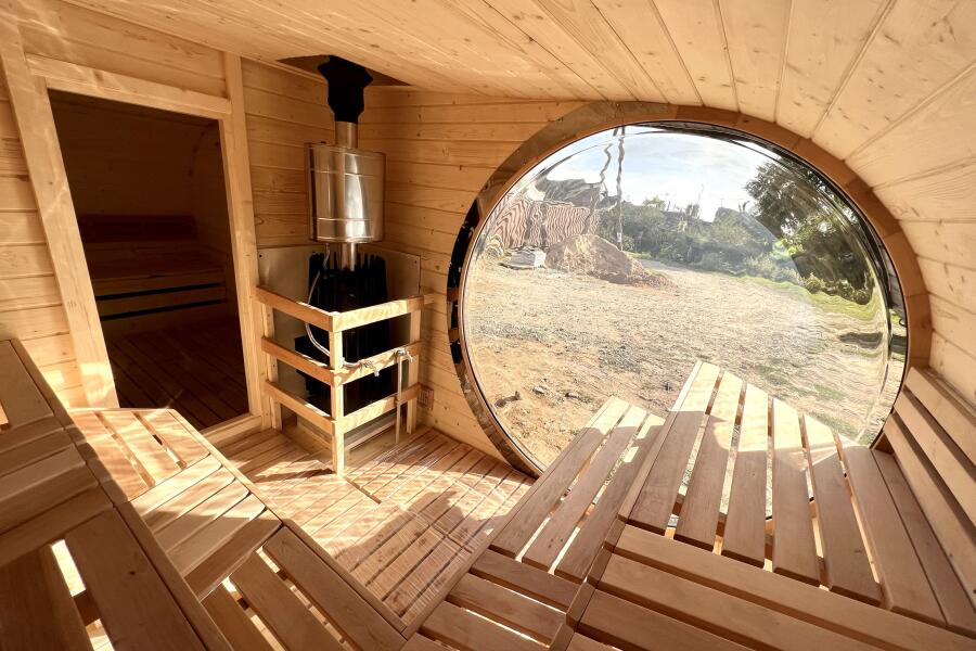 Баня овальная с панорамным куполом 3*6 м, две комнаты, фото 11