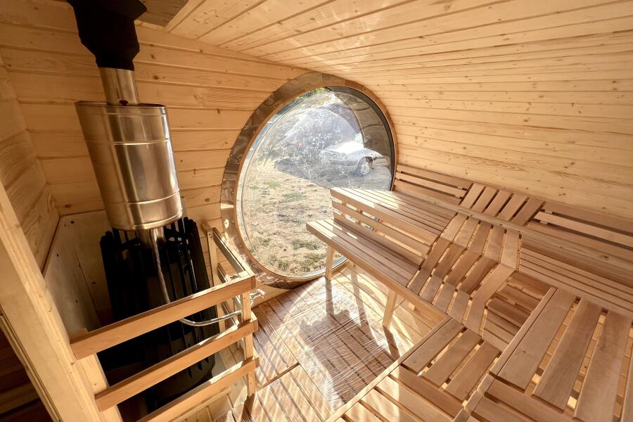 Баня овальная с панорамным куполом 3*6 м, две комнаты, фото 12