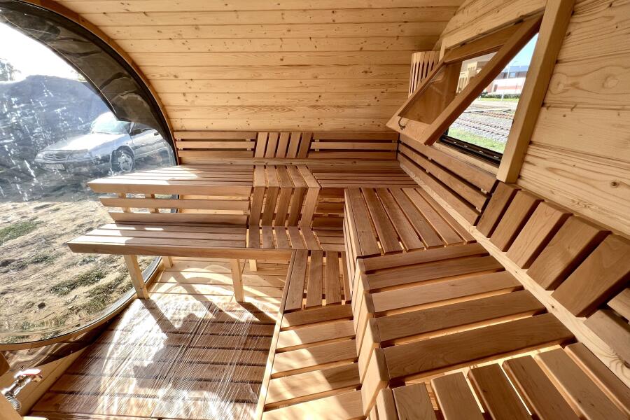 Баня овальная с панорамным куполом 3*6 м, две комнаты, фото 13