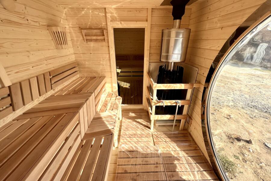 Баня овальная с панорамным куполом 3*6 м, две комнаты, фото 14