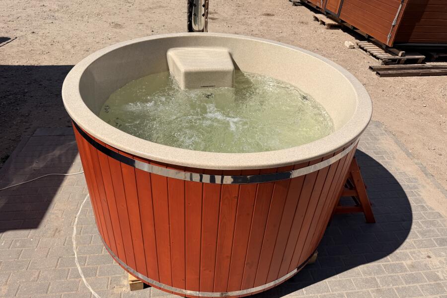 Композитная купель TG Spas Laguna 200 см с аэромассажем, гидромассажем и подсветкой, цвет красное дерево, чаша бежевый песок, фото 13