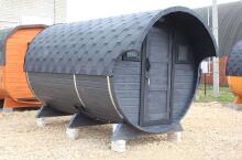 Баня-бочка 4 м с козырьком