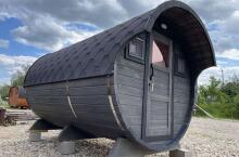 Баня-бочка 5 м с козырьком