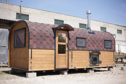 Квадрохаус баня 6 м с козырьком, боковой вход