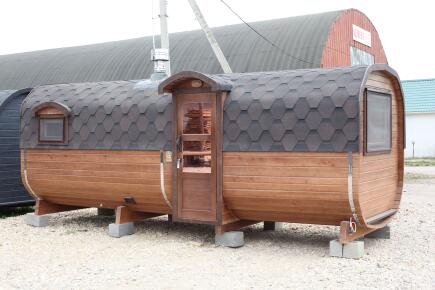 Квадро баня 6 м с козырьком, 2 комнаты, боковой вход