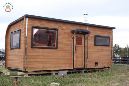 Баня Парус 6 м, 2 отд, боковой вход, со спальным местом и душевой, топка внутри