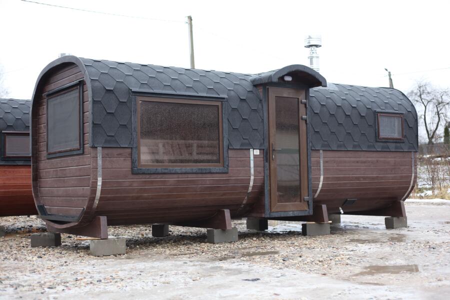 Квадро баня 6 м с козырьком, с раздевалкой, боковой вход, фото 1