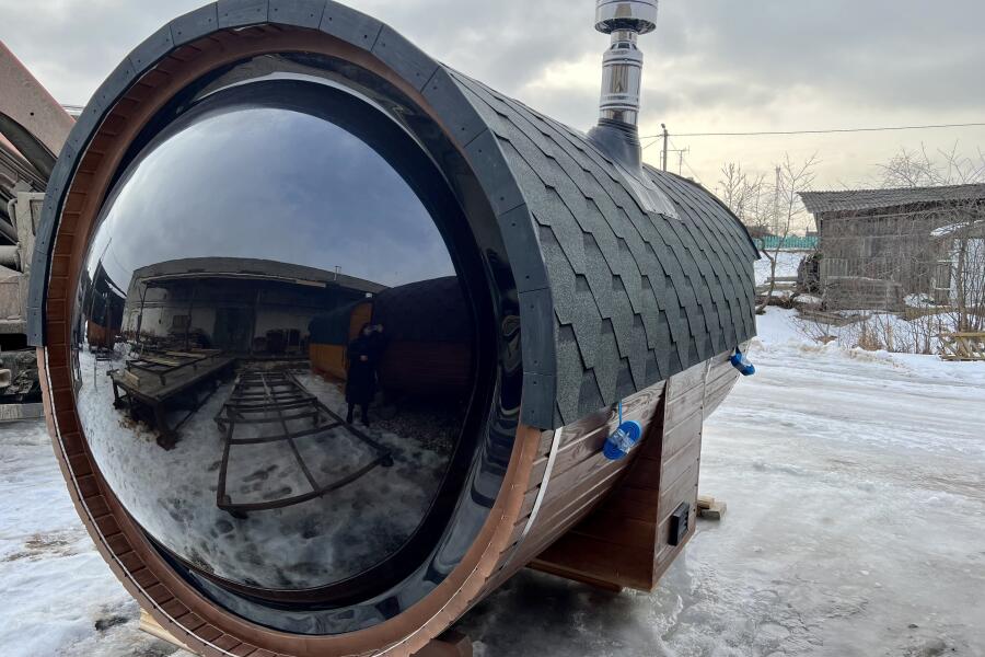 Баня-бочка Батискаф 4,5 м с козырьком, фото 1