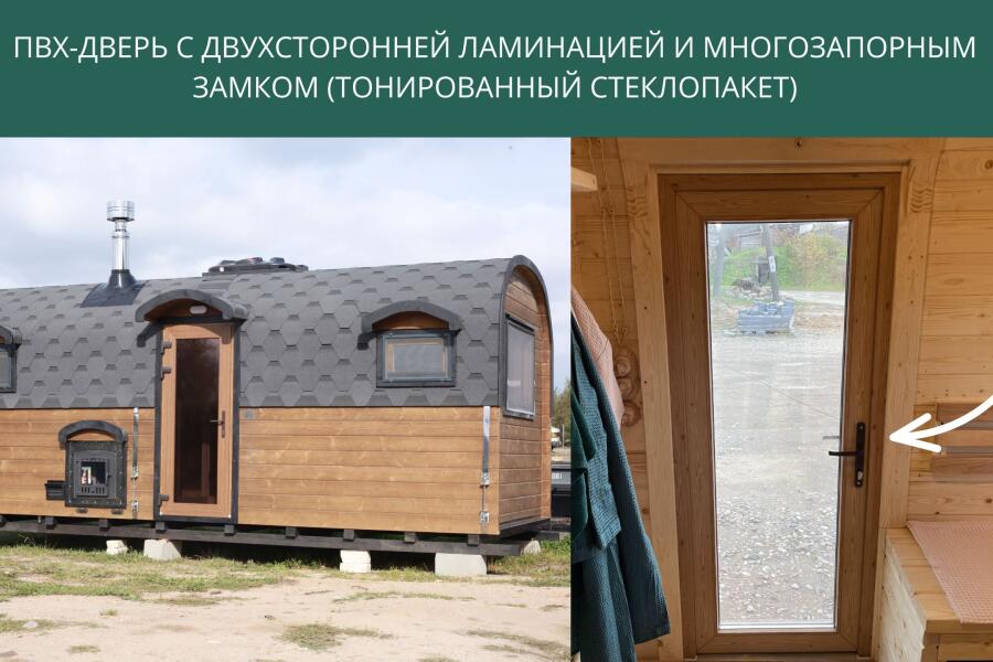 ПВХ-дверь с ламинацией 2 стороны + тонированное стекло, фото 1